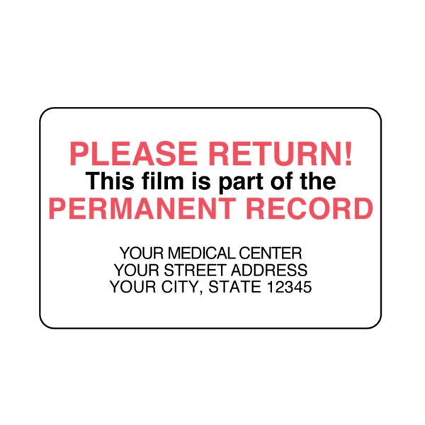 Please Return- Perm. Record w/Medical Cntr 1-15/16"x3" White/Red Black